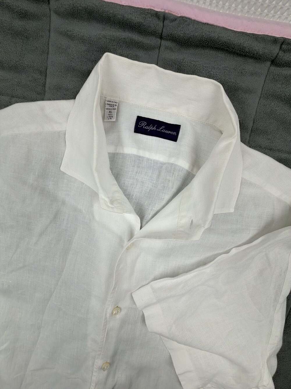 Ralph Lauren Purple Label Men's 100% Linen Short Sleeve Button-Down Shirt